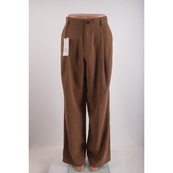 Zara Womans Trousers Pants Size XS Brown Wide Leg High Waist 1255/520 NWT - Picture 2 of 8